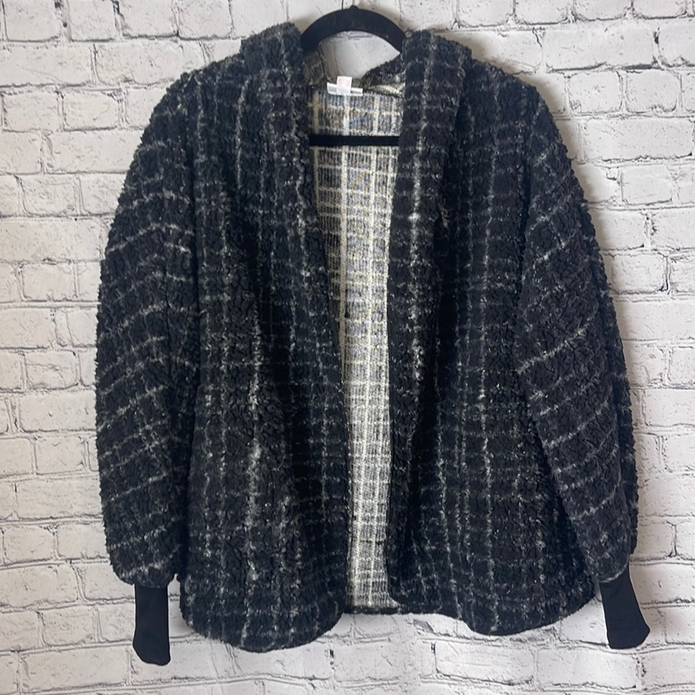 LuLaRoe Open Front Teddy Bear Hooded Jacket